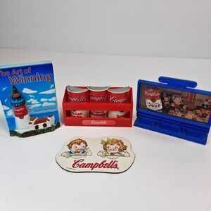 Lot of 4 Vintage Campbell's Soup Magnets 1995-1999 Billboard, Crate, Lighthouse
